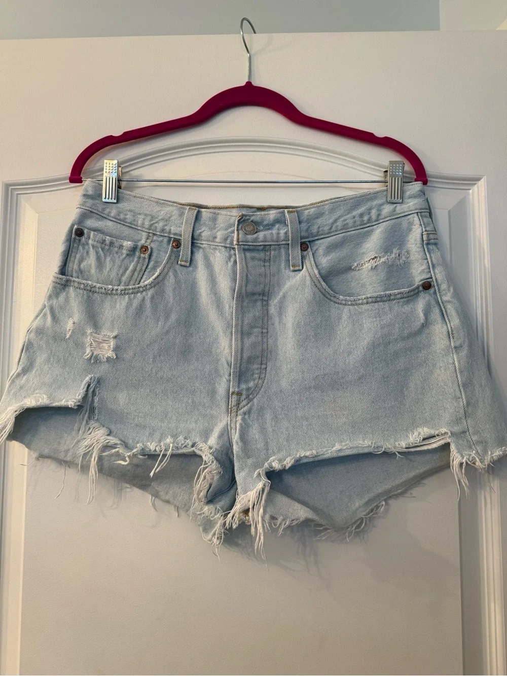 Levi’s 501 Light Wash Distressed Denim Shorts - Women's